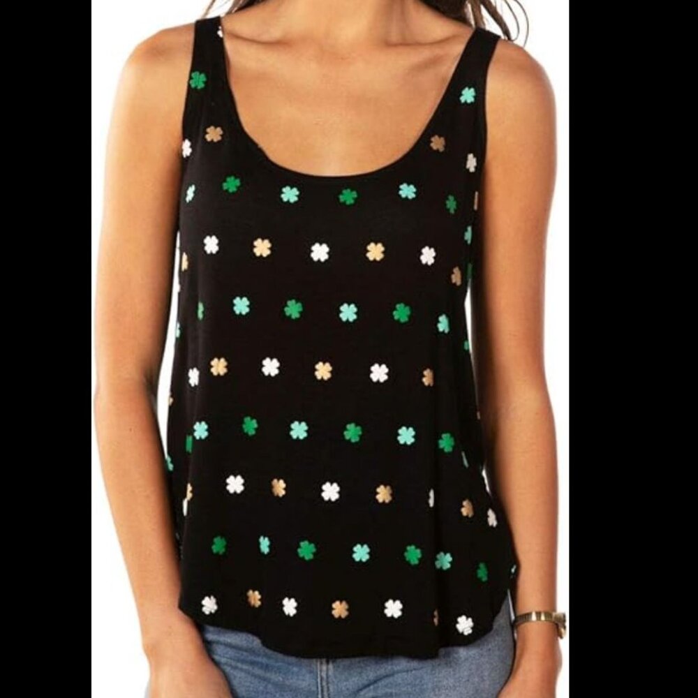 Lucky Brand Clover Print Womens Tank Top st patrick‎ by tipsy elves